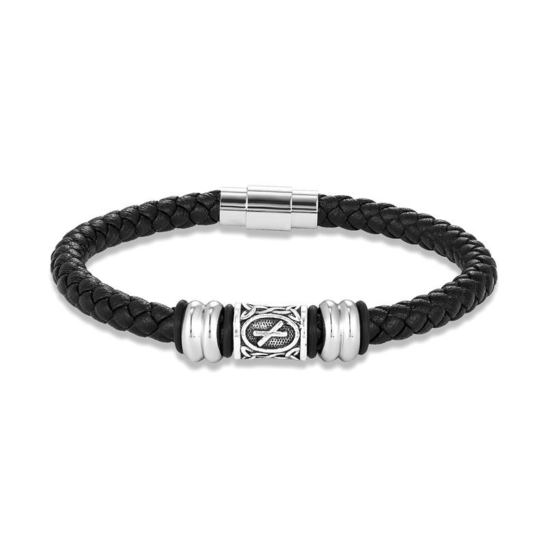 Personalized Norse Viking Runes Amulet Bracelet Leather Wristband With Futhark Rune Bead In Your Choice Viking Jewelry