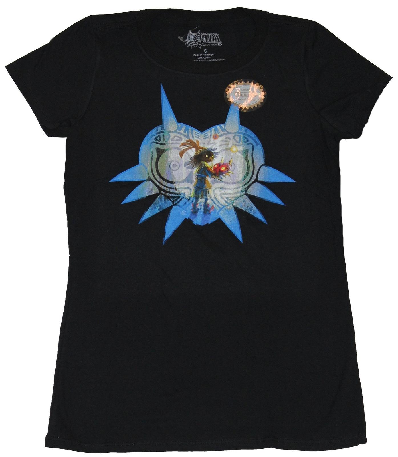 Legend of Zelda Girls Juniors T-shirt Dark Link in Skull Kid Blue Pic S