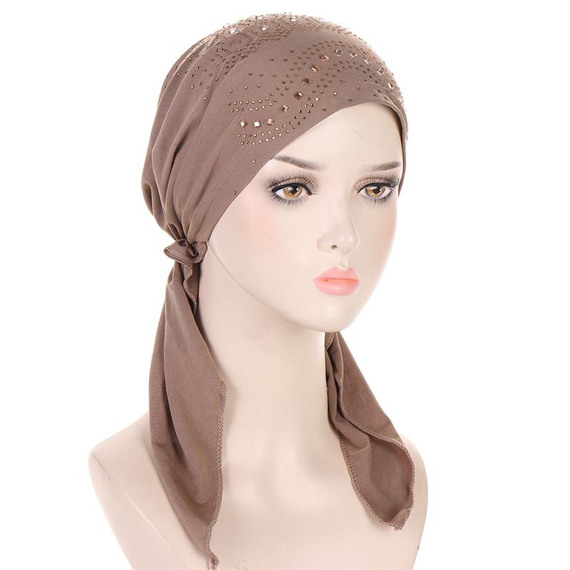 1Pc Chemo Cap Women's Muslim Headwrap Cover Hijab Headscarf Polyester Fiber Hair Loss Hat Turban