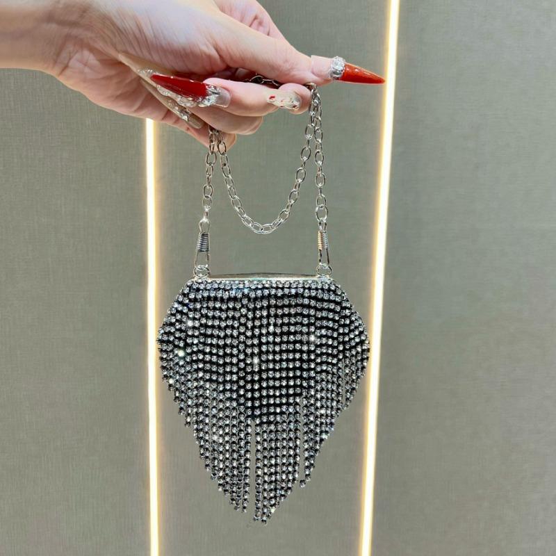 Mini Purse with Red Ribbon for Ladies, Stylish and Versatile, with Diamond Accessories Bag