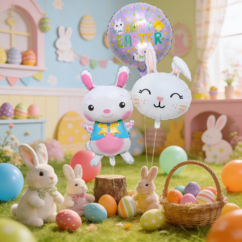 Balloons en film d'aluminium Lapin de Pâques Pendentif suspendu Lapin Œuf de Pâques DIY Fête Festivals Accessoires de décoration du jour de Pâques