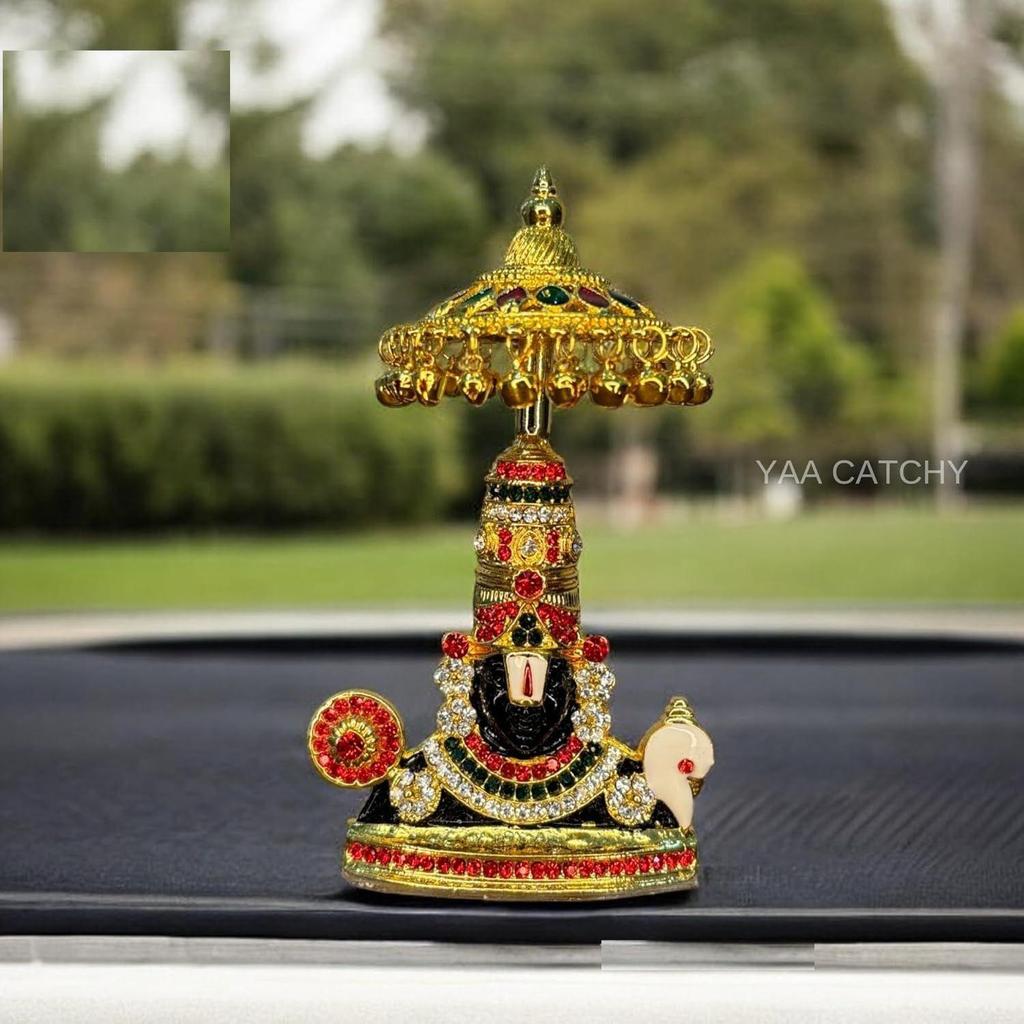 Balaji Tirupati Lord Venkateswara Auto Armaturenbrett Idol mit Kristallsteinen Hindu Gott