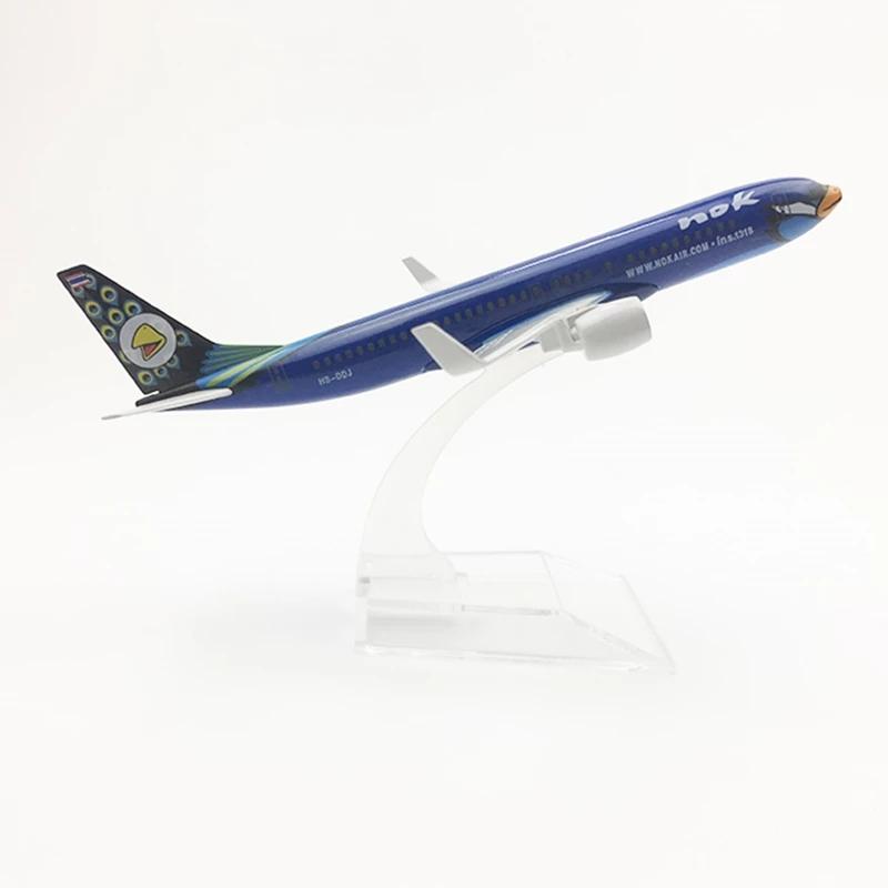 16cm B737 Scale Air Thailand Nok Series Aircraft Model Simulation Plane Alloy Metal Aviation Airplane With Landing Gear Display