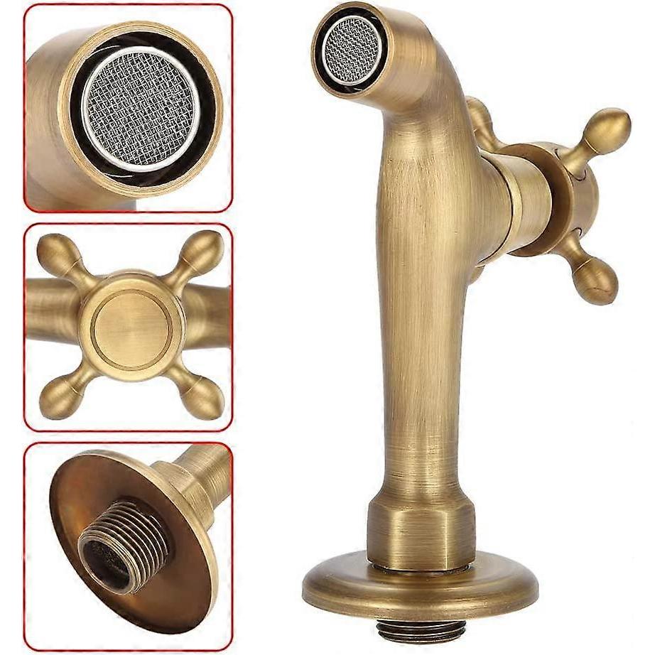 Rubinetto Vintage in Ottone Massiccio da Parete per Lavello da Cucina e Vasca Mocio(Lungo)