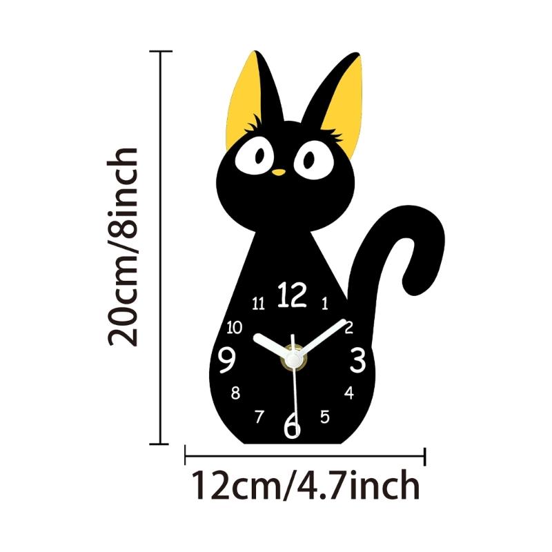 Cartoon Black Cats Desk Clock With Quiet Movement For Kids Room Decors And Modern Homes Office Acrylic Design Wall Clock