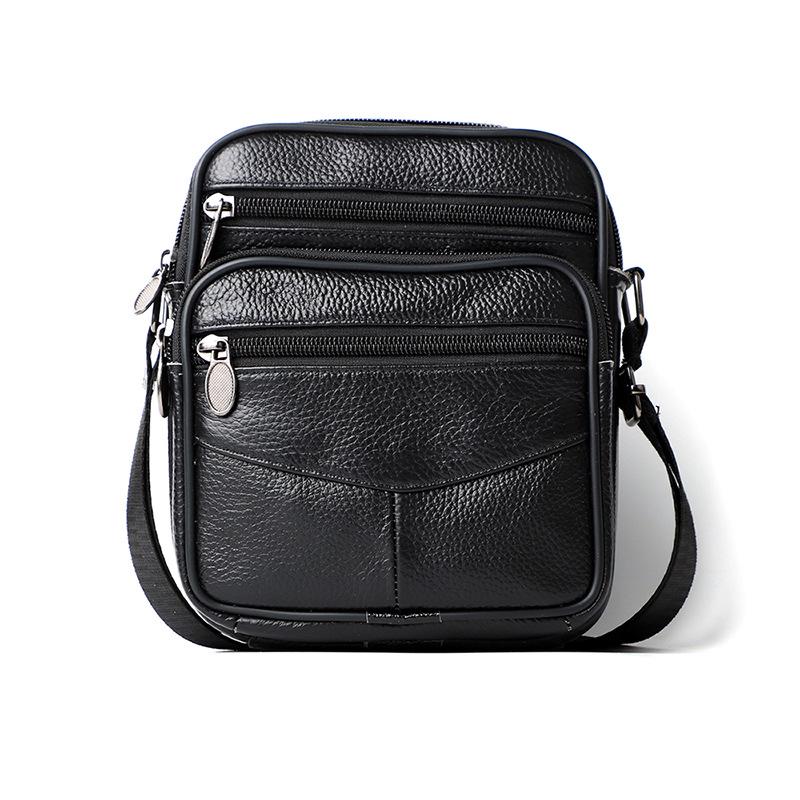 2024 Genuine Leather Men's Crossbody Bag, Simple Single Shoulder Design, Top Layer Cowhide.