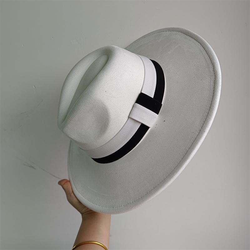 Elastisches Band Buntes Wildlederhut Herbst und Winter Damenfilzhut Breitkrempiger Hut Britischer Stil Retro Herrenhut Gorras Hombre