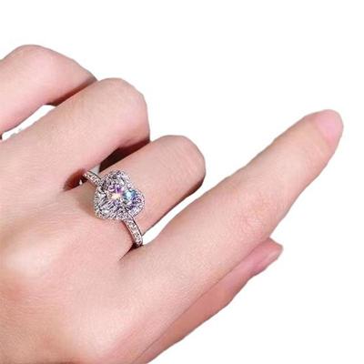 Classics Heart-shaped Diamond Adjustable Women Rings Exquisite Fashion Engagement Rings White Drill Rings for Women