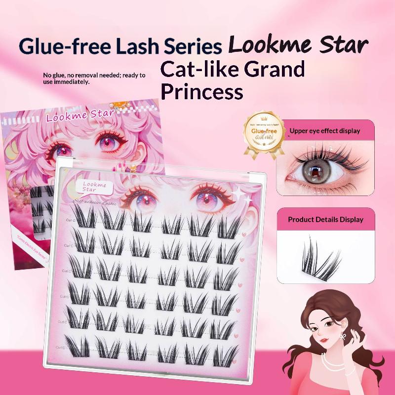 

1 Set Fishtail Princess Lazy Eyelashes Natural Transparent Stem Large Capacity Glue-Free False Eyelashes A1