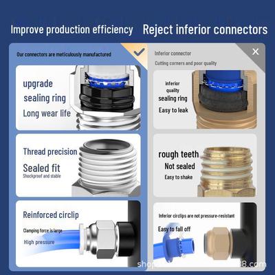 Zhuoji 8mm Straight Air Hose Quick Coupler with Threaded Quick Connect PC6-02 Cylinder Joint