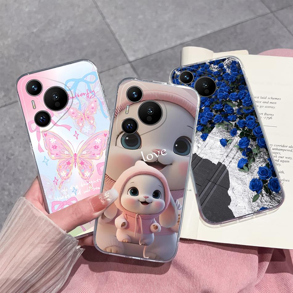 For Huawei Pura 70 Pro Plus Ultra Case Lucky Flower Transparent Phone Funda For Huawei Pura 70Pro+ Soft Slim TPU Silicone Cover