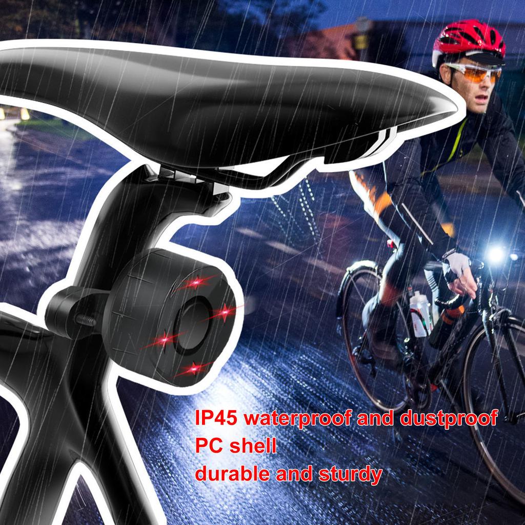 Bike Alarm with Light Wireless Anti Theft Bike Motorcycle Rear Light Alarm Louder Volume Bike Security Alarm System Black