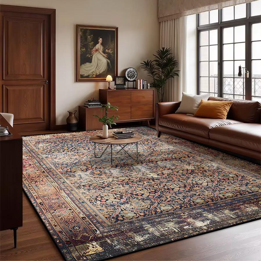 Retro Bohemian Persian Luxury Carpet for Living Room Comfortable Soft Non-slip Bedroom Rugs Classical Entrance Door Mat Washable