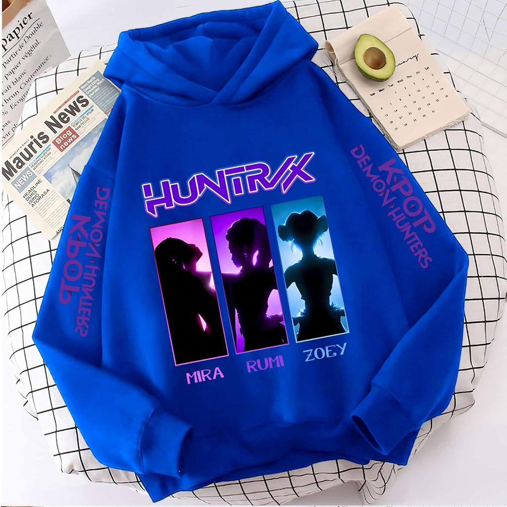 2025 KPop Devil Hunter Cartoon Girl Hooded Sweatshirt Warm Children's Korean Wave Fashion Casual Top Casual Girl Clothing