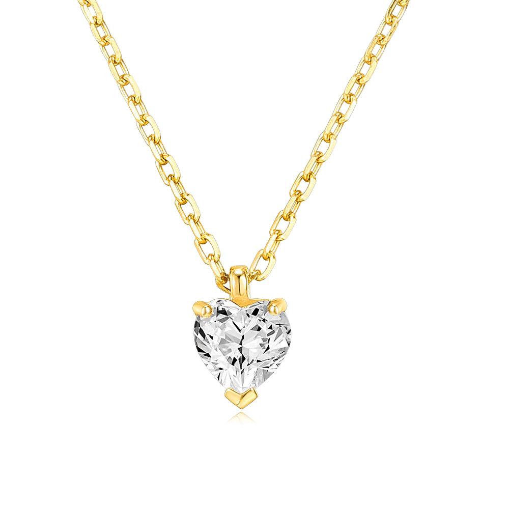 Love Heart Pendant Necklace for Women Korean Crystal Choker Chain Gold Color Necklaces Accessories Fashion Friends Jewelry N510