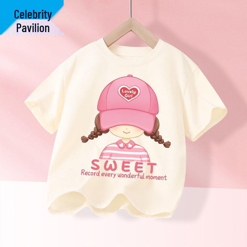 Girls' Breathable Cotton Short Sleeve Summer T-Shirt 2025 - Fashionable and Comfortable Children's Top