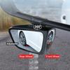 360 Degree Rotatable 2 Side Car Blind Spot Convex Mirror Exterior Rear View Reversing Parking Auxiliary Mirror Safety Driving