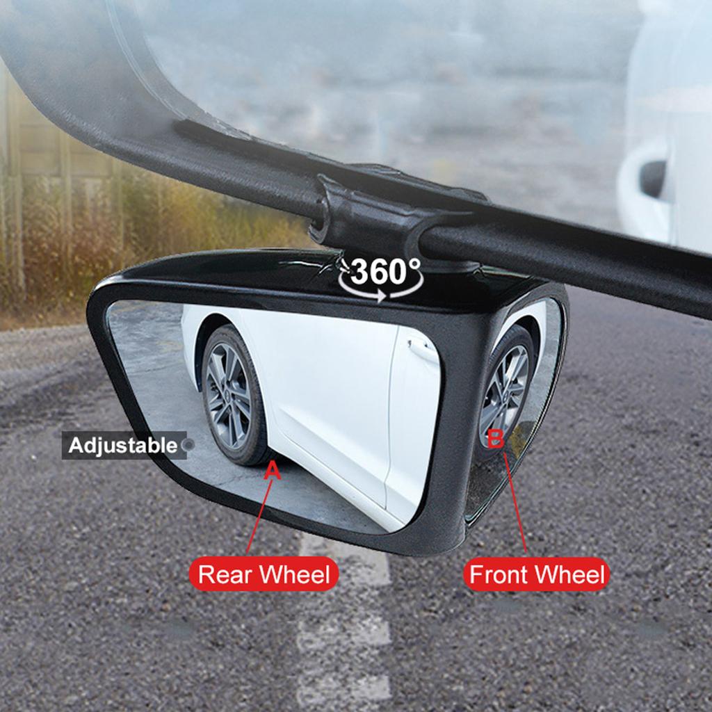 360 Degree Rotatable 2 Side Car Blind Spot Convex Mirror Exterior Rear View Reversing Parking Auxiliary Mirror Safety Driving
