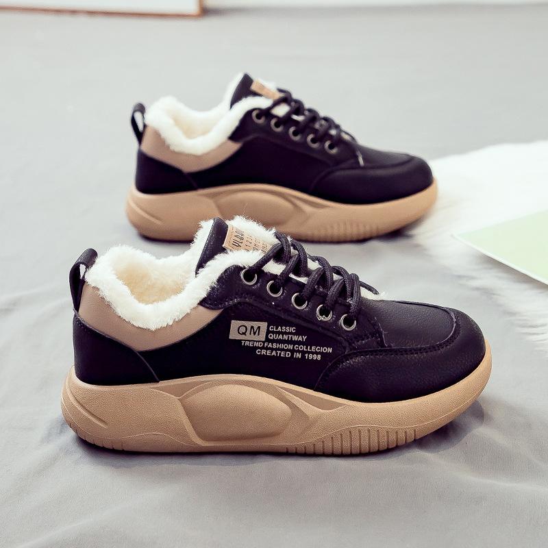 Fleece thickened large cotton women's shoes winter warm snow boots women's versatile new thick-soled cotton boots winter cotton