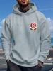 Heavyweight Hoodie Sweatshirt - Black Pullover Hoodie with Red/White Graphic Emblem