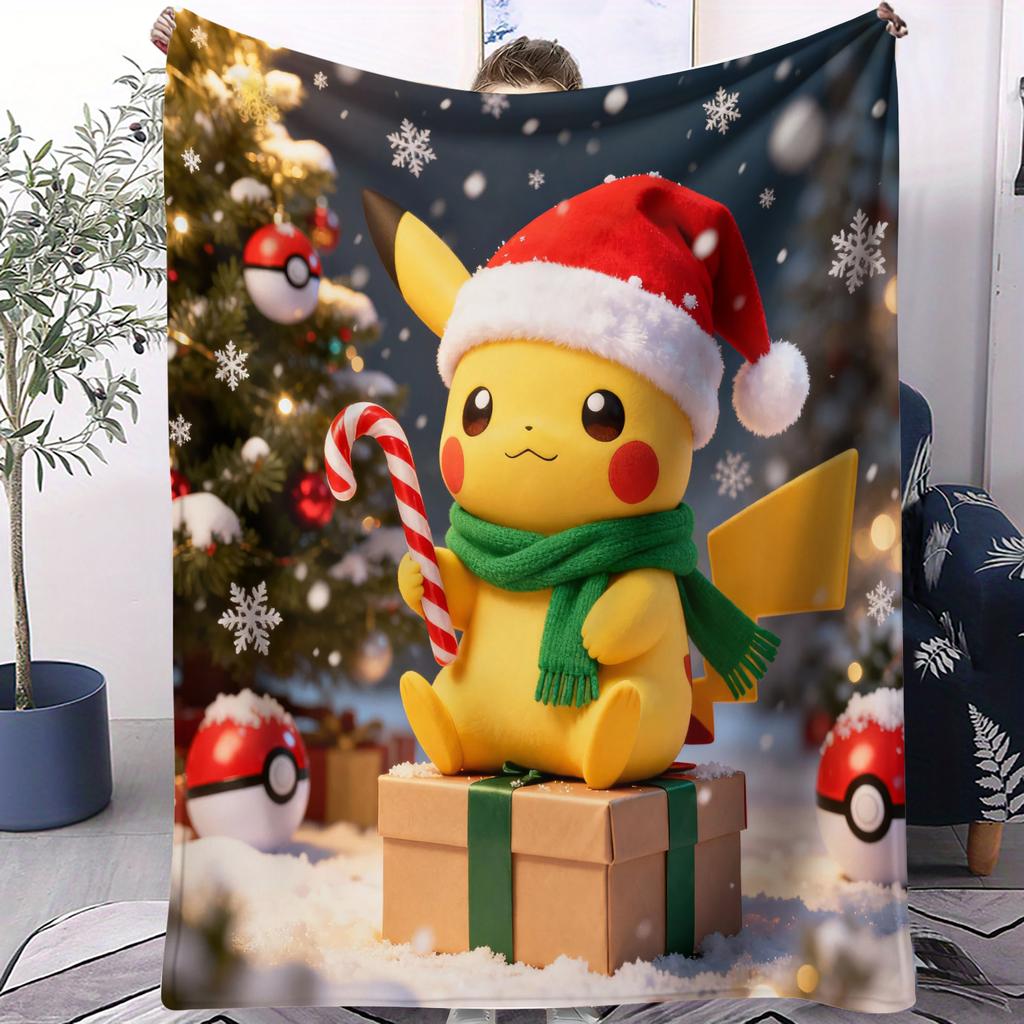 Cute Pokemon Cartoon Anime Warmth Flannel Blanket Pikachu Figures Home Sofa Lunch Nap Children Blankets Kawaii Christmas Gifts