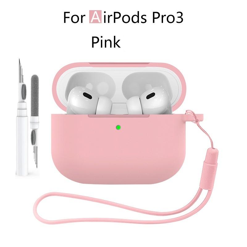 New 2025 For Apple Airpods Pro 3 Case Soft Silicone Full Protective Cover with Cleaning Kit and Keychain for Airpods Pro 3 Case