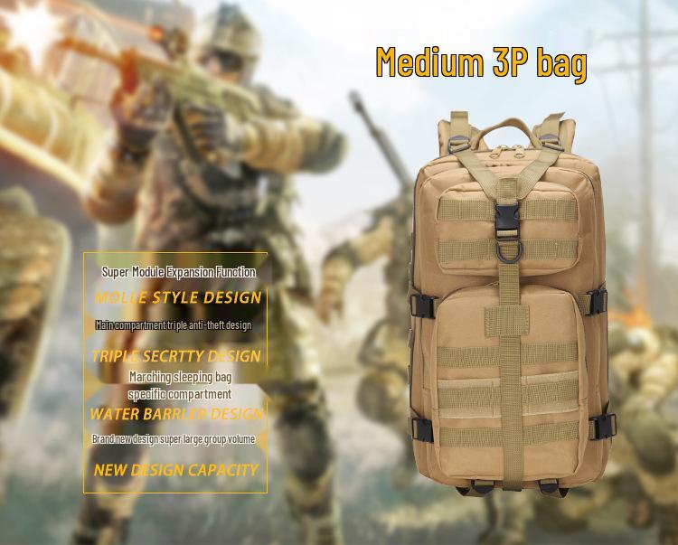 Spot 3P Assault Tactical Backpack: Waterproof Camouflage for Outdoor, Military, and Mountaineering - 35L Medium Size.