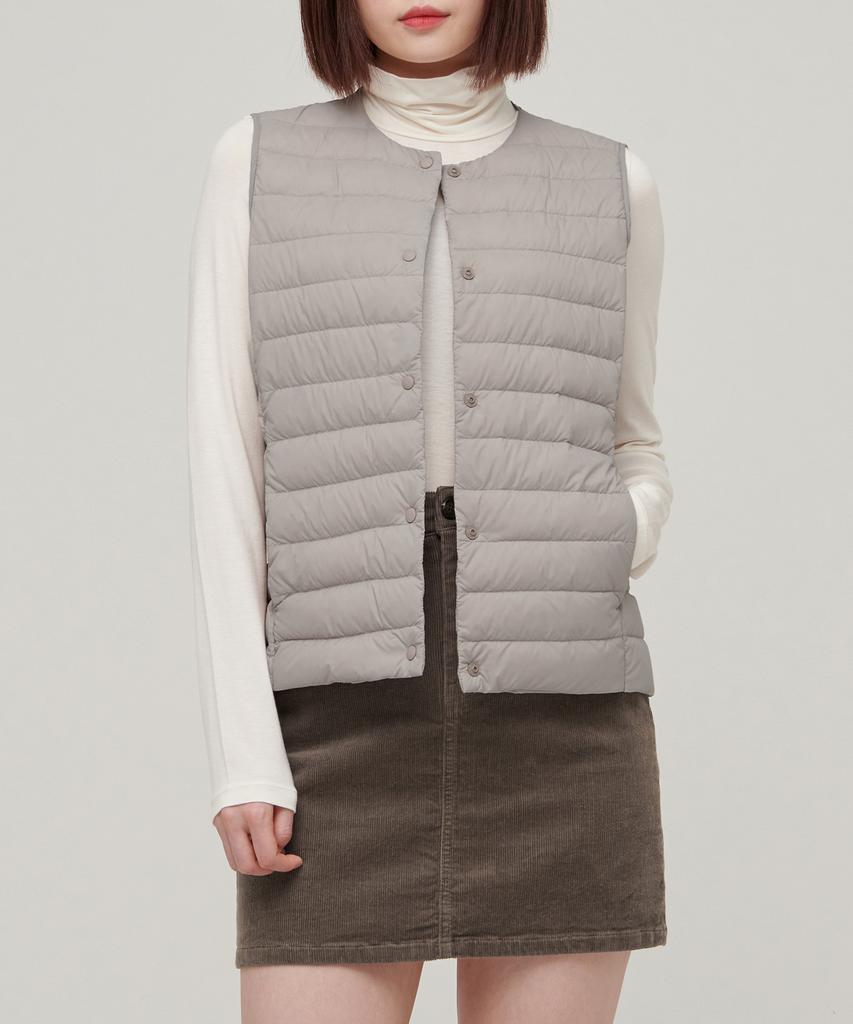 Musinsa Standard Woman Women'S Transform Round Neck Light Down Vest [Light Beige]