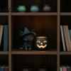 Wizard Cat Candle Stand Halloween Black Pumpkin Candlestick 3D Printed Witch Hollow Light Holder with Tealight Cup Spooky Tabletop Decor for Party