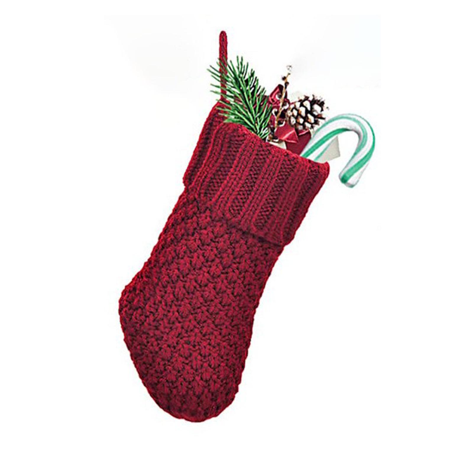 Rustic Solid Color Knit Christmas Stocking - Tree & Fireplace Decoration
