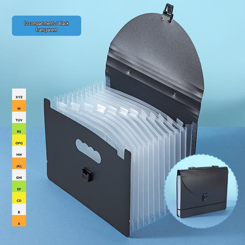 Rainbow Accordion PP Waterproof Crossbody Folder: 13/25 Grid Bag for Documents and Test Papers