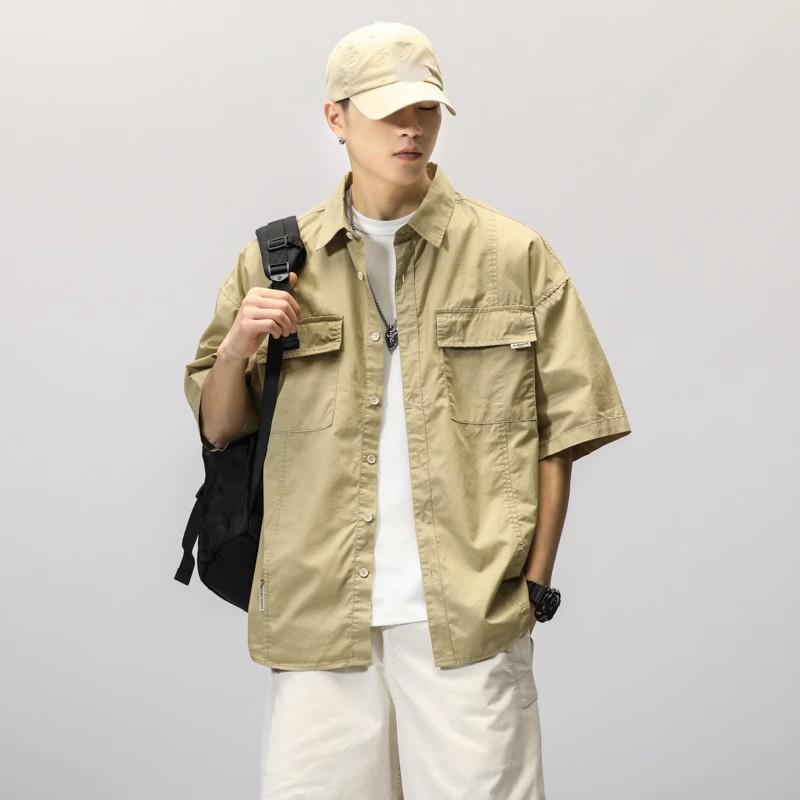 Workwear Short-Sleeved Shirt Men's Short-Sleeved Slim Jacket Summer Men's Casual Jacket Men's Student Shirt
