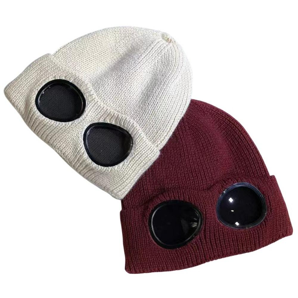 Windproof Ski Beanie with Goggles Warm Knitted Woolen Hat for Men & Women Thermal Headwear for Cold Weather Winter Outdoor Gear