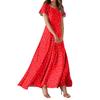 Women's Bohemian Print Casual Round Neck Short Sleeve High Waist Dress Elegant Dress
