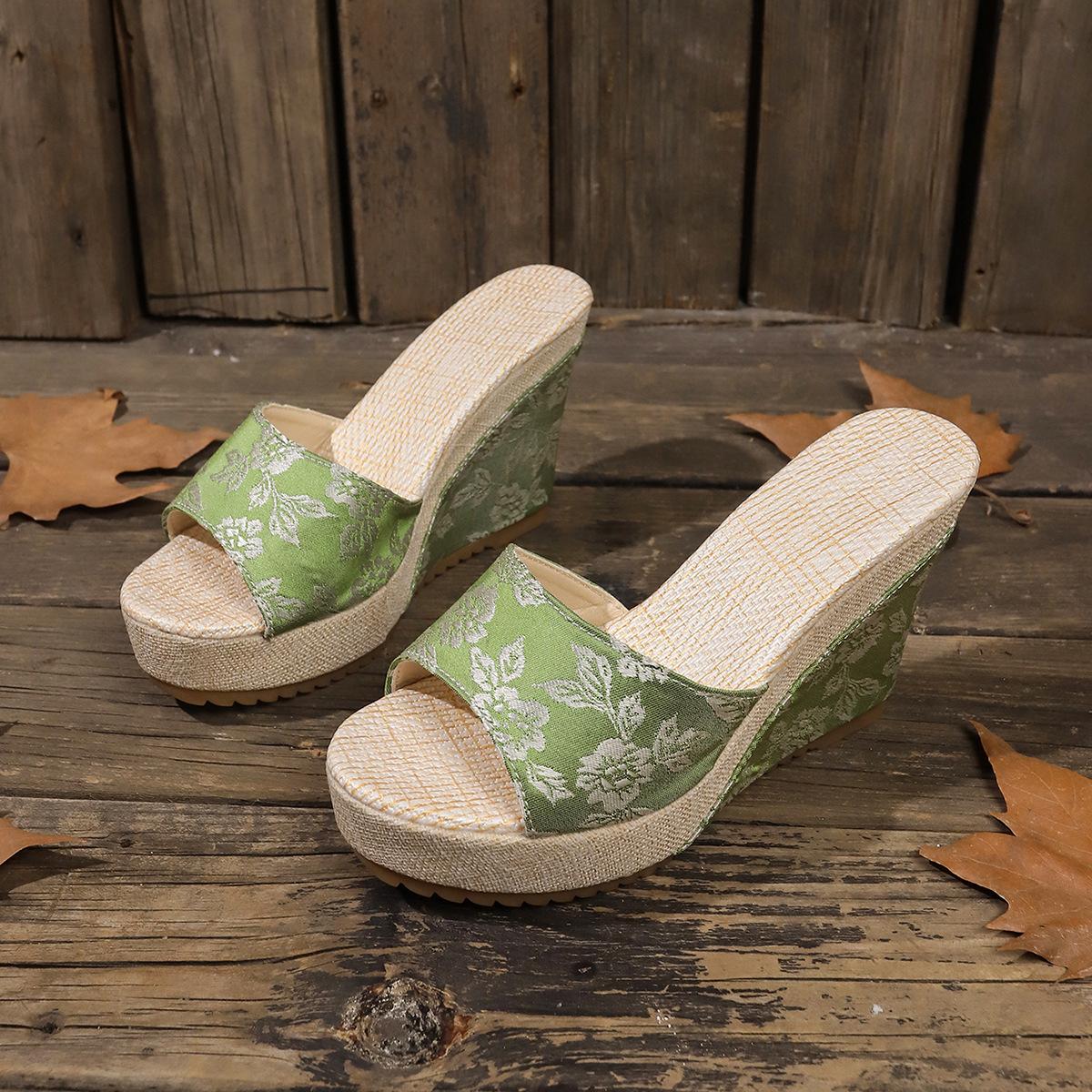 

Новые женские сандалии на каблуке для вечеринок и официальных мероприятий с одним словом - летние тапочки, увеличивающие рост, удобные сотни 42 зелёный