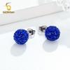 Colors Crystal Bead Polymer Clay Earrings G23 Titanium Ear Stud Micro Pave Rhinestone Disco Ball Hypoallergenic Piercing Zircon
