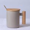 Wooden Handle Ceramic Mug Literary Water Cup Coffee Milk Cup Holiday Event Gifts