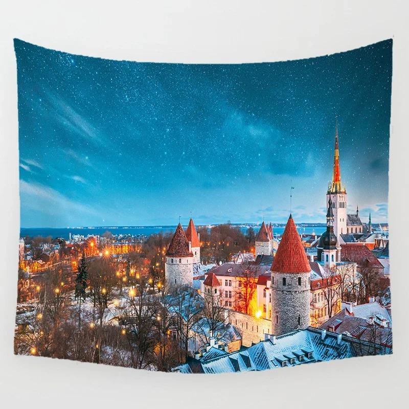 Natural Scenery Purple Flower Field Tapestry Office Living Room Decoration Home Wall Tapestry