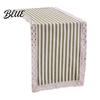 Striped Table Runner Runner Lace Trim Cotton Linen Rustic Farmhouse for Home Dining Decor Tea