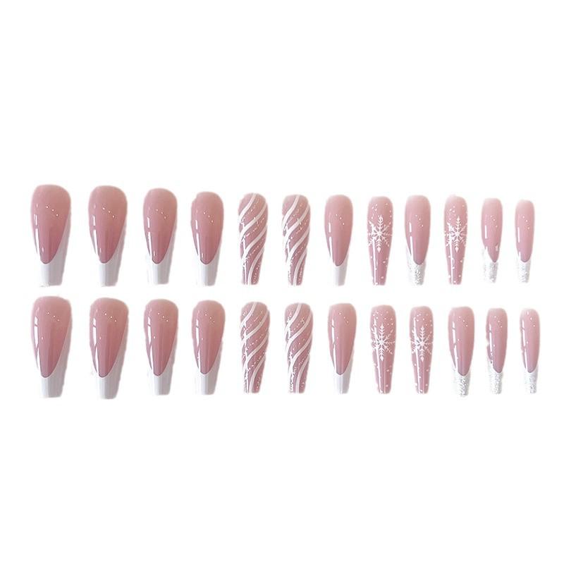 Ευρωπαϊκά και Αμερικανικά Χριστουγεννιάτικα Αυτοκόλλητα Νυχιών Φορέσιμα Αφαιρούμενα με Μοτίβο Κύματος Νιφάδας Χιονιού