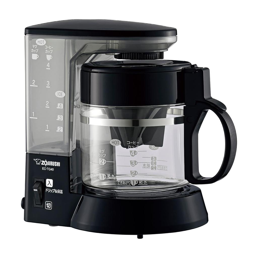 [Amazon.co.jp Exclusive] Zojirushi Coffee Maker, 4-Cup Capacity, Drip Style, Glass Container, Paper Filter, Black, EC-TG40AM-BA