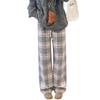 Women's High-End Retro Plaid Velvet Pants: Loose, Slimming Straight-Leg, Casual Wide-Leg Long Pants
