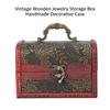 Vintage Square Jewelry Storage Box Handmade Wooden Decorative Display Case