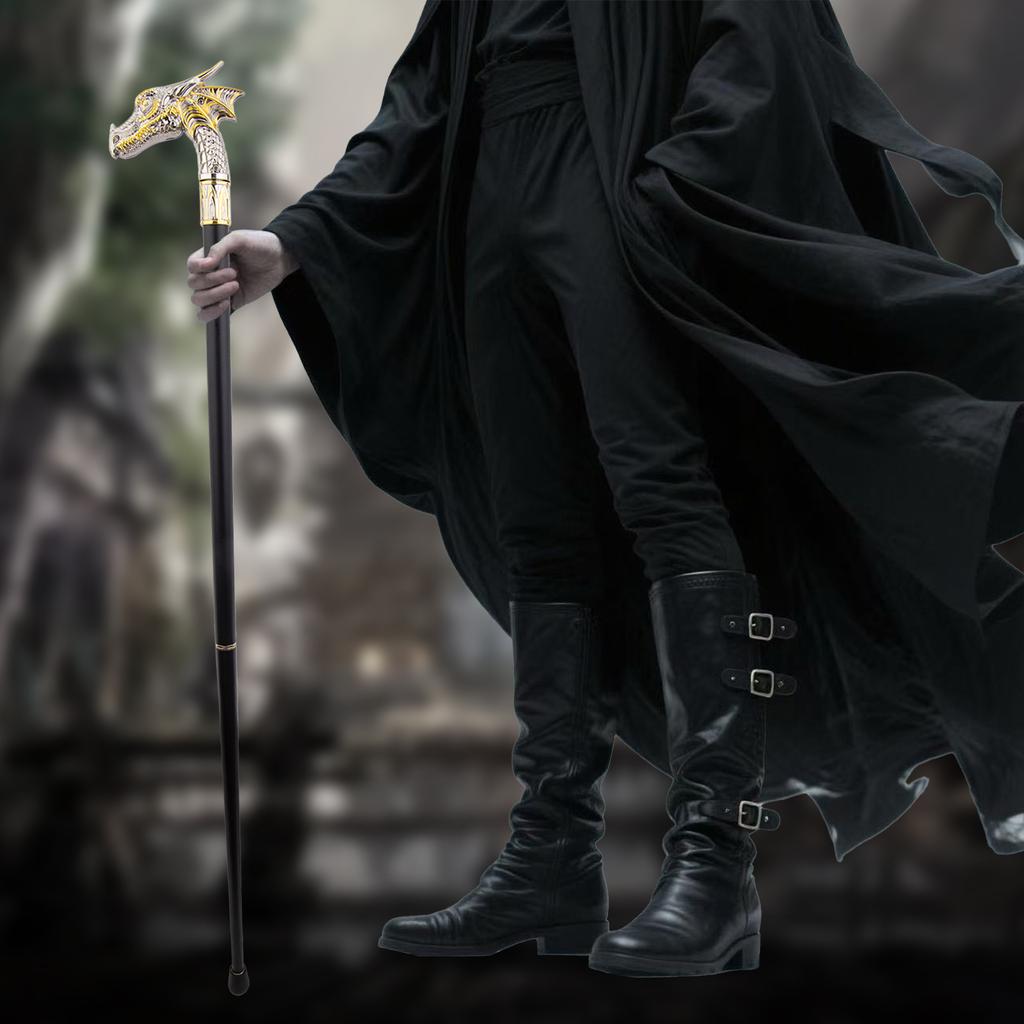 Golden White Dragon Head Fashion Walking Stick Decorative Stick Cospaly Vintage Performance Stage Cane 94cm