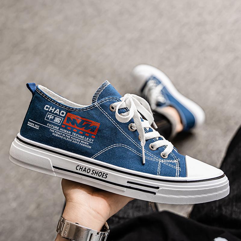 Fashion Men's Trending Low Top Canvas Skateboarding Breathable Shoes Stduents Boys Male Popular Casual Soft Sole Running Sneakers For Teens