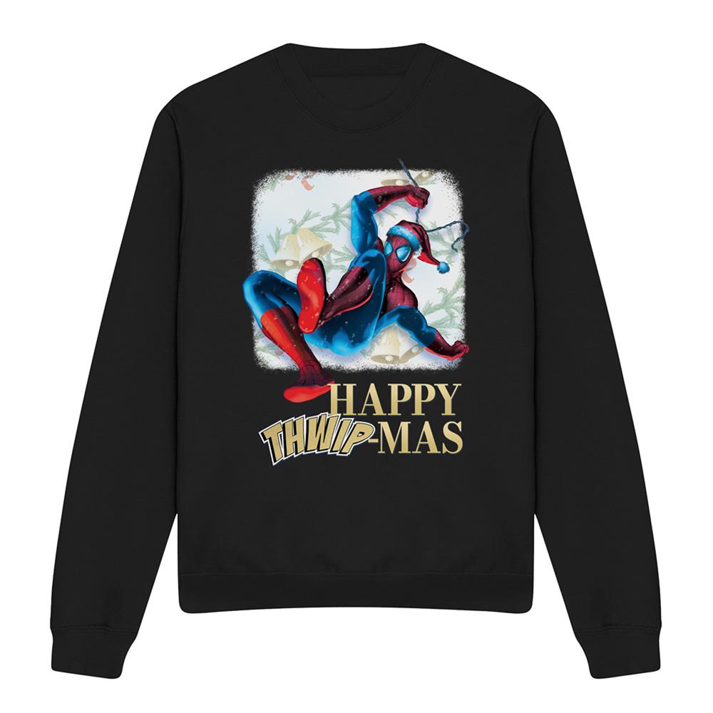 Spider-Man Unisex Adult Happy Thwipmas Christmas Window Sweatshirt