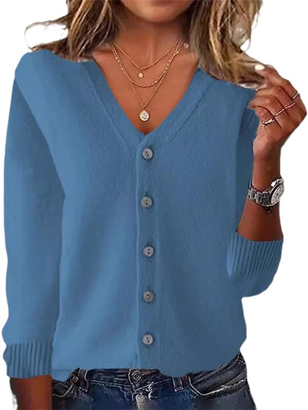 Women's Long Sleeve Knitted Cardigan: Plus Size Spring-Summer Sweater Coat