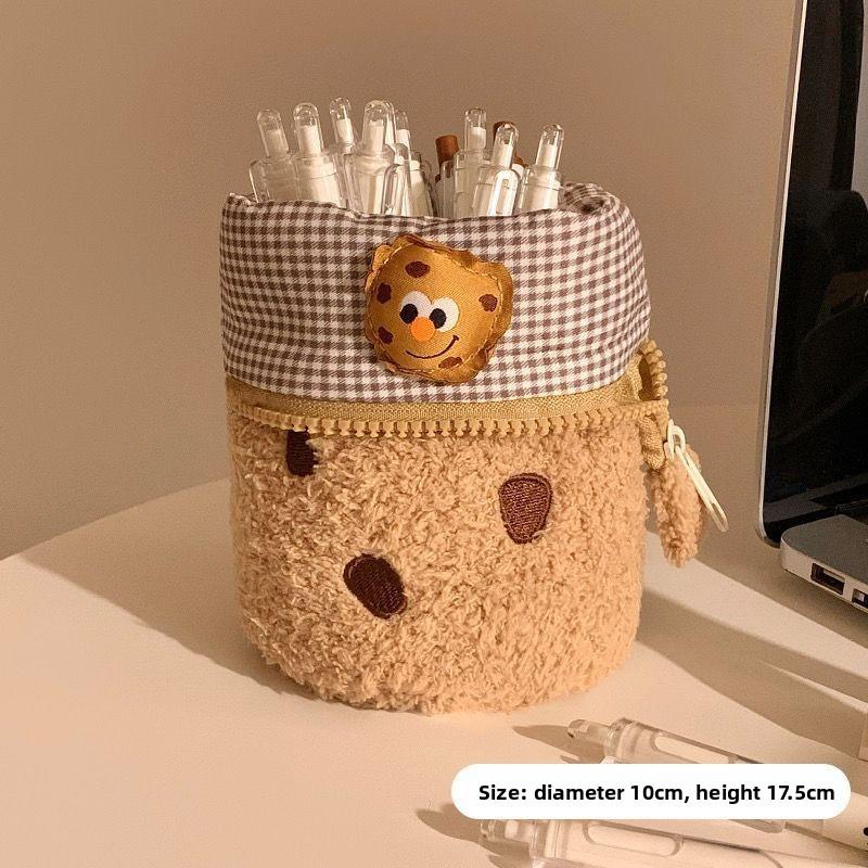 Nylon Cute Cookie Shape Pen Holder With Foldable Design For Home Office Organization