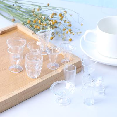 12 Piezas/Set Mini Taza Contenedor para Sundae de Helado Juguetes de Taza de Plástico para Modelado con Arcilla DIY