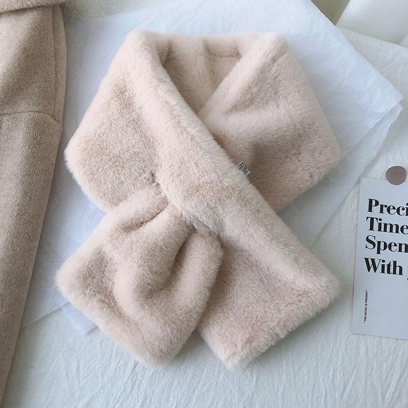 

Зимний шарф с воротником из искусственного меха, женские вязаные шарфы из меха кролика рекс, меховой шейный платок, зимние длинные накидки One size